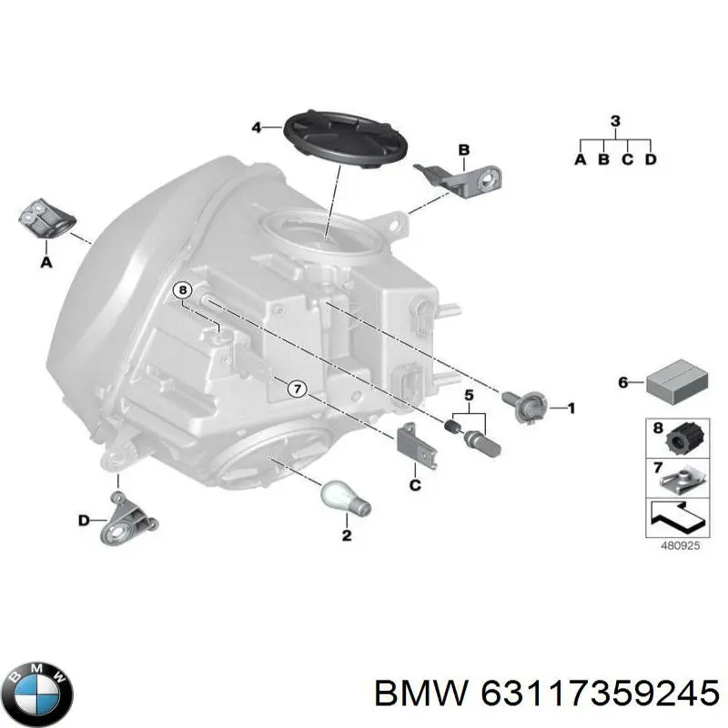 63117359245 BMW bombilla halogena, luz alta / baja