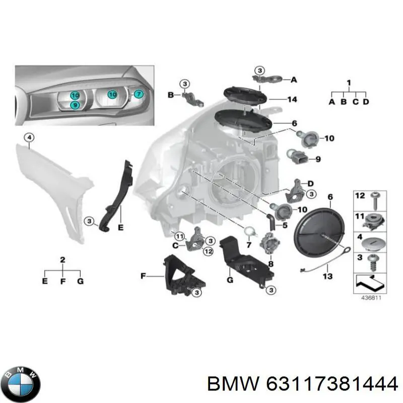 Clip de fijación de faro BMW 63117381444 precio, desde 42,08 EUR