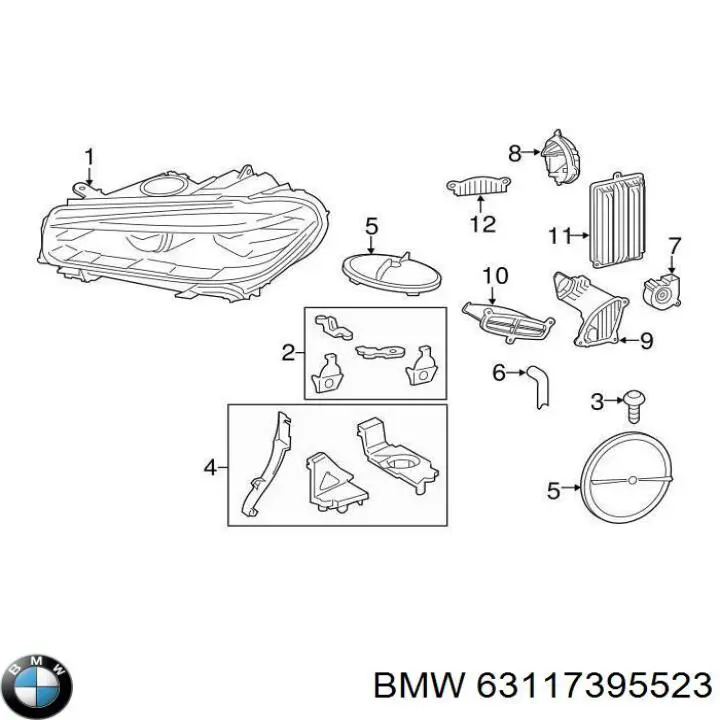 63117395523 BMW Soporte de montaje de faros delantero izquierdo