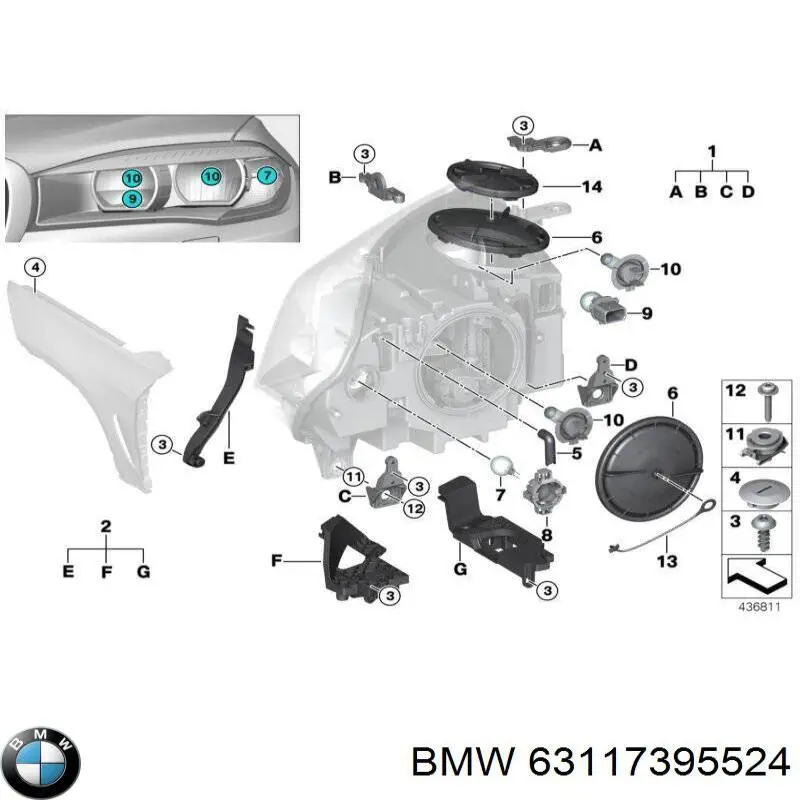 Comprar 63117395524 BMW Soporte de fijación del faro delantero derecho