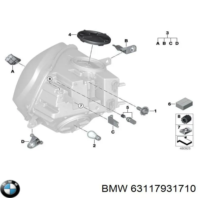 Soporte de fijación del faro delantero derecho BMW 63117931710 precio, desde 45,62 EUR