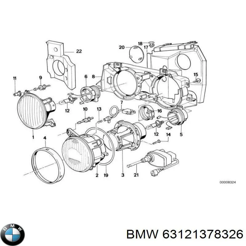 Soporte, faro principal delantero derecho para BMW 7 (E32)