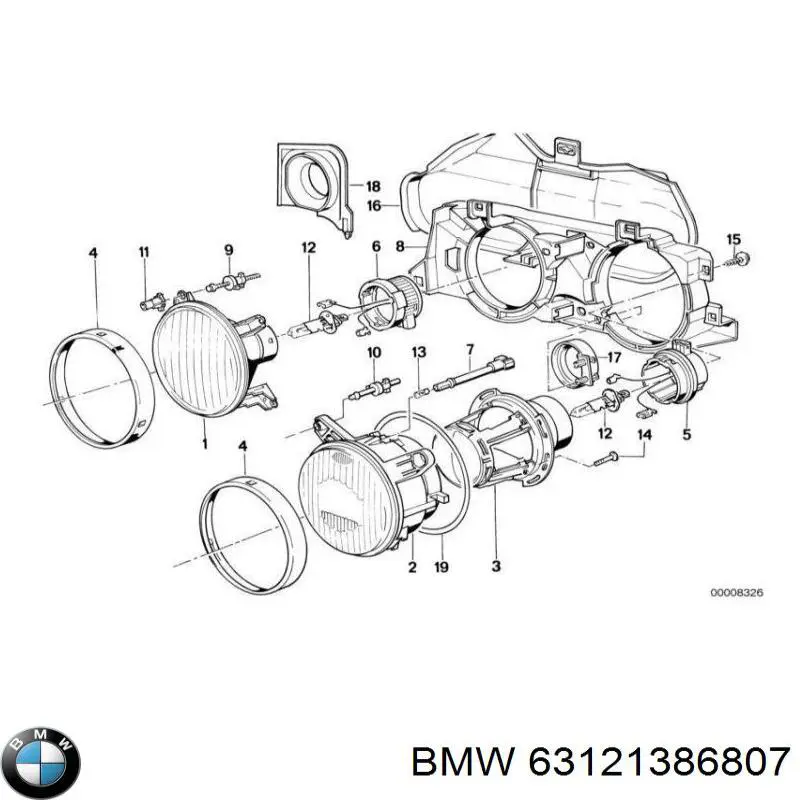 Reflector de faro BMW 63121386807