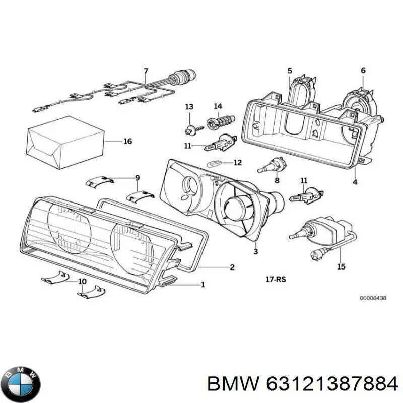 Cristal de faro derecho para BMW 3 (E36)