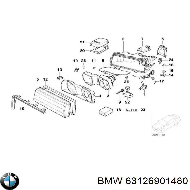 63126901480 BMW cubierta del faro