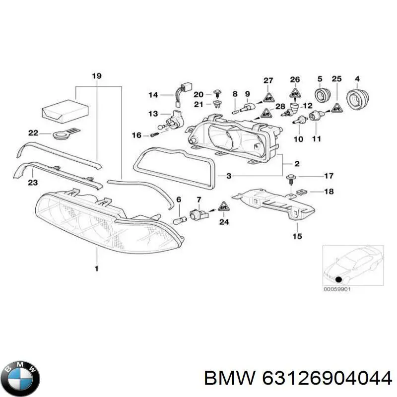 63126904044 BMW soporte, faro principal delantero derecho