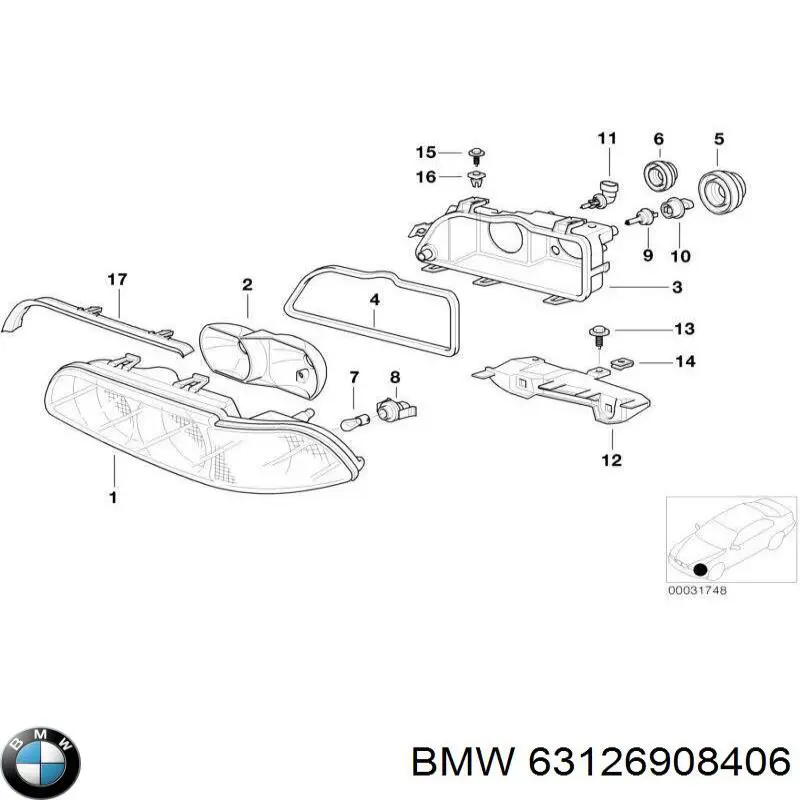 Sellador del faro derecho BMW 63126908406 precio, desde 26,40 EUR