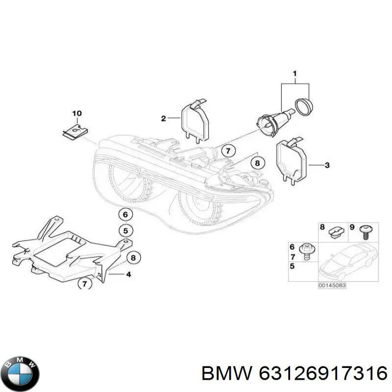 63126917316 BMW soporte, faro principal delantero derecho