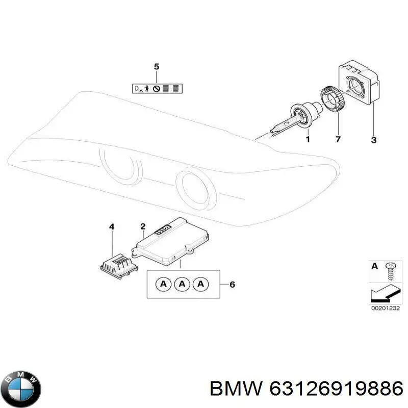 63126919886 BMW Módulo de control de luces de faros (ECU)