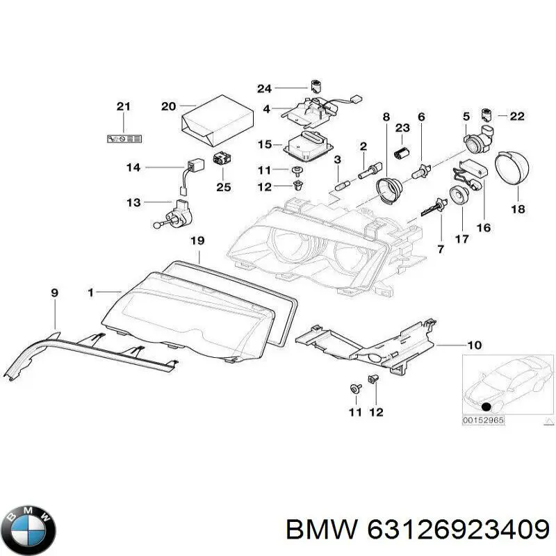 63126923409 BMW cristal de faro izquierdo