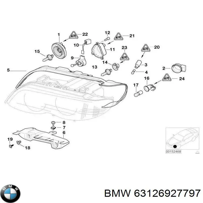Soporte de montaje de faros delantero izquierdo BMW 63126927797