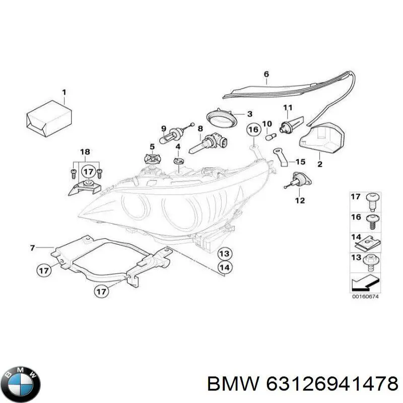 Soporte(Adaptador)Para Montaje De Faros Delanteros para BMW 5 (E61)