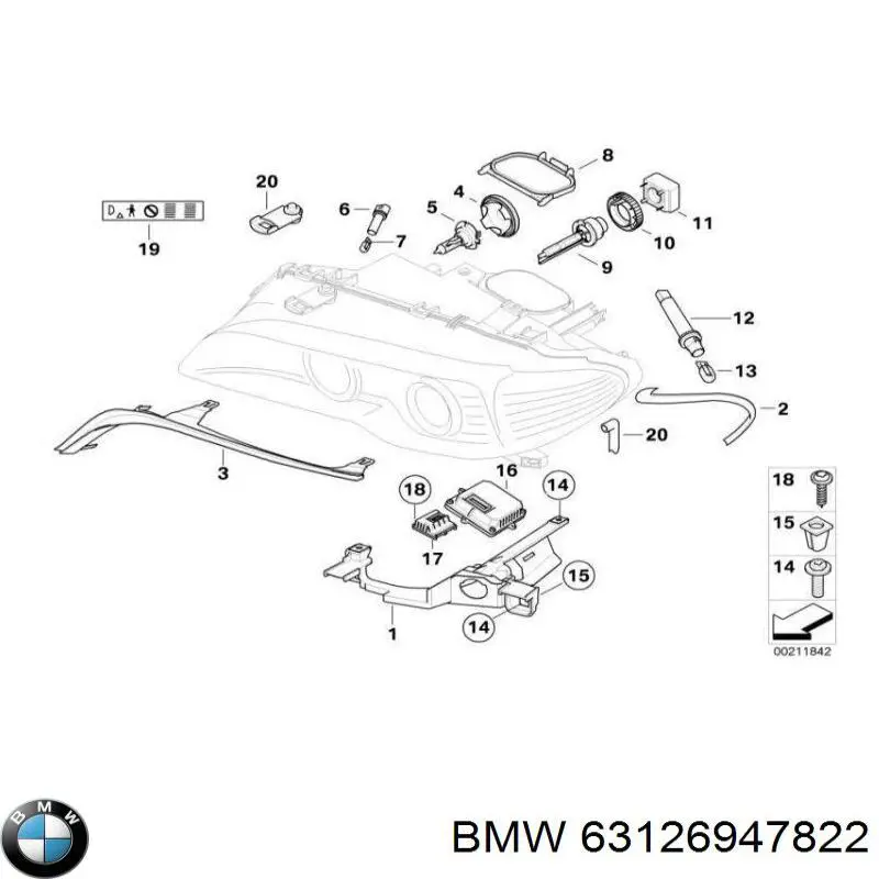 63126947822 BMW soporte(adaptadorPara Montaje De Faros Delanteros)