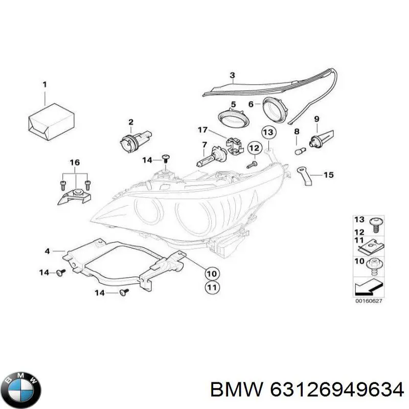 Comprar 63126949634 BMW Soporte de fijación del faro delantero derecho