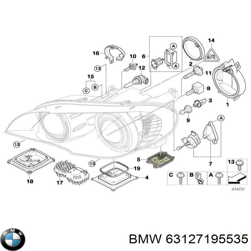 63127195535 BMW soporte(adaptadorPara Montaje De Faros Delanteros)