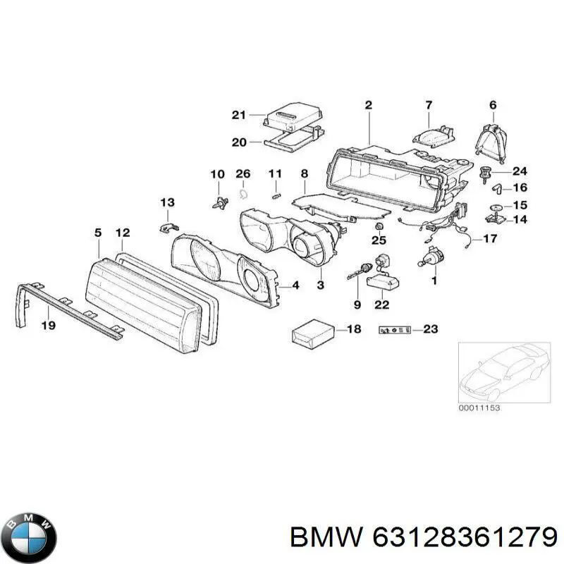 Cristal de faro izquierdo BMW 7 (E38)