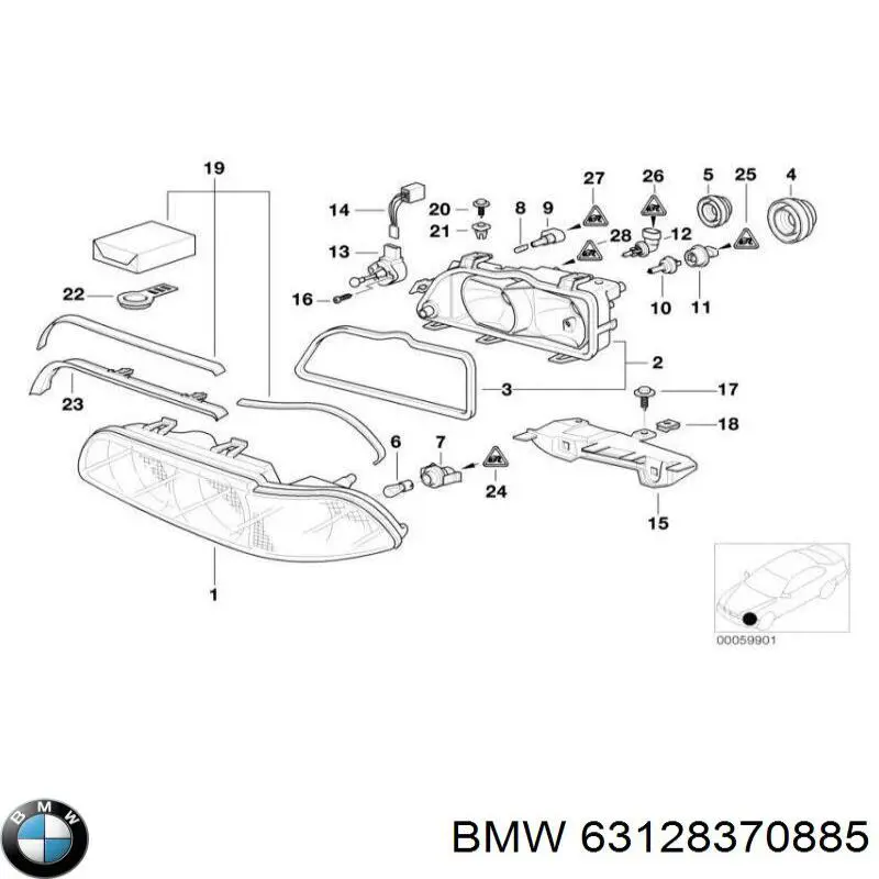 63128370885 BMW cristal de faro izquierdo