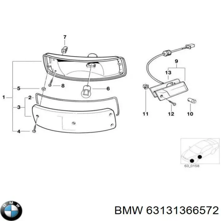 Cristal de luz de intermitente derecho para BMW 5 (E28)