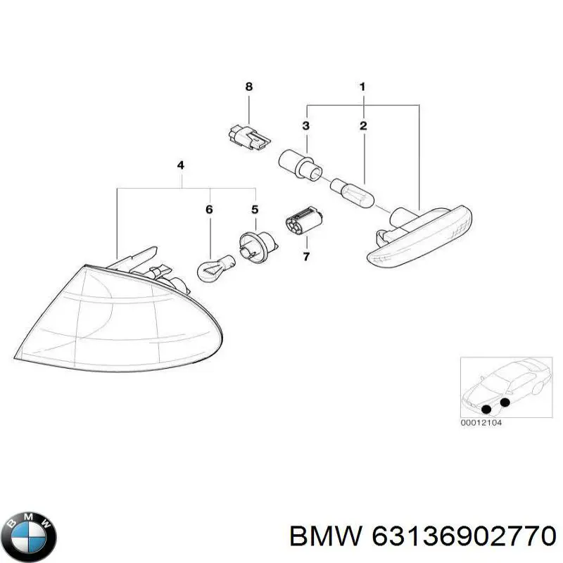 Piloto intermitente derecho BMW 0311328004