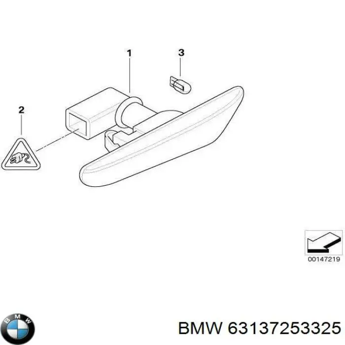 Luz intermitente de guardabarros izquierdo 63137253325 BMW