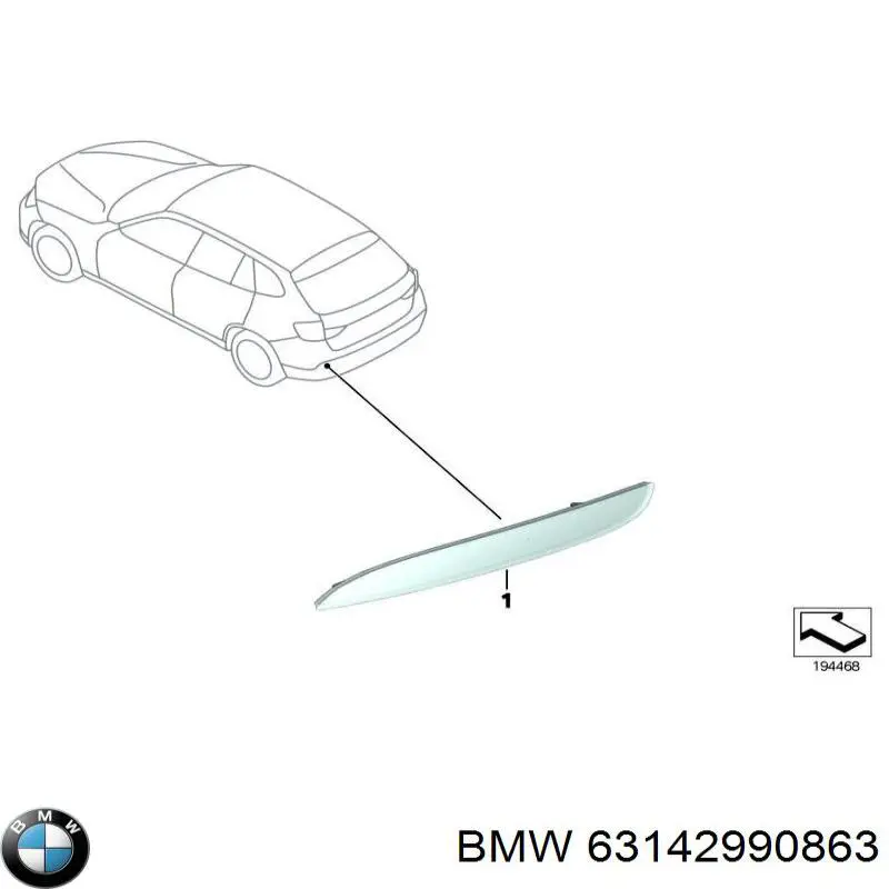 63142990863 BMW reflector, parachoques trasero, izquierdo