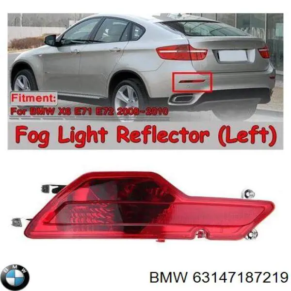 Reflector, paragolpes trasero, izquierdo para BMW X6 (E71)