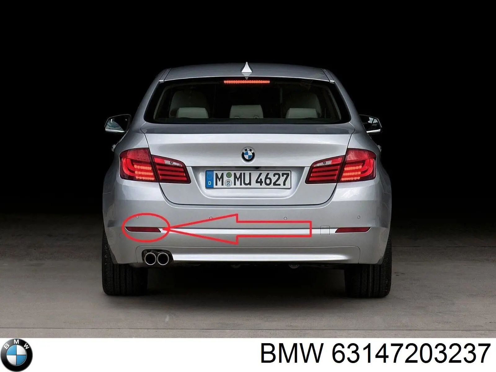 63147203237 BMW reflector, parachoques trasero, izquierdo