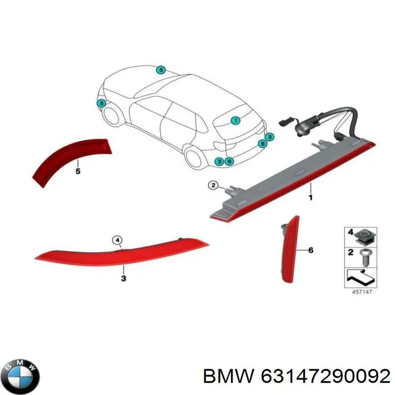 63147290092 BMW reflector, parachoques trasero, derecho