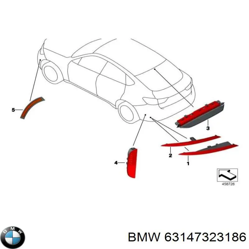 63147323186 BMW Reflector, trasero, derecho