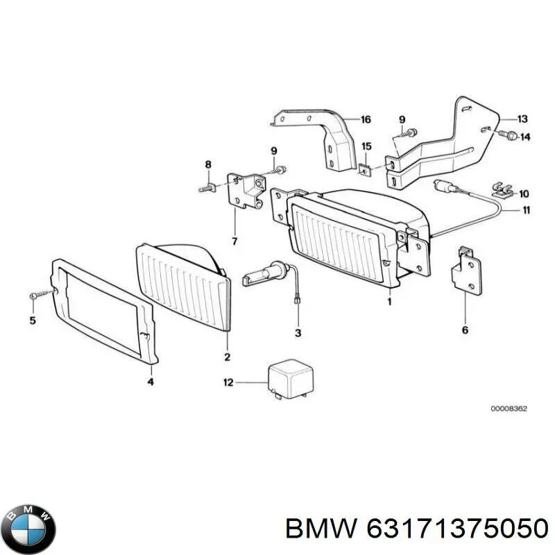 Cristal de faro antiniebla derecho para BMW 5 (E28)