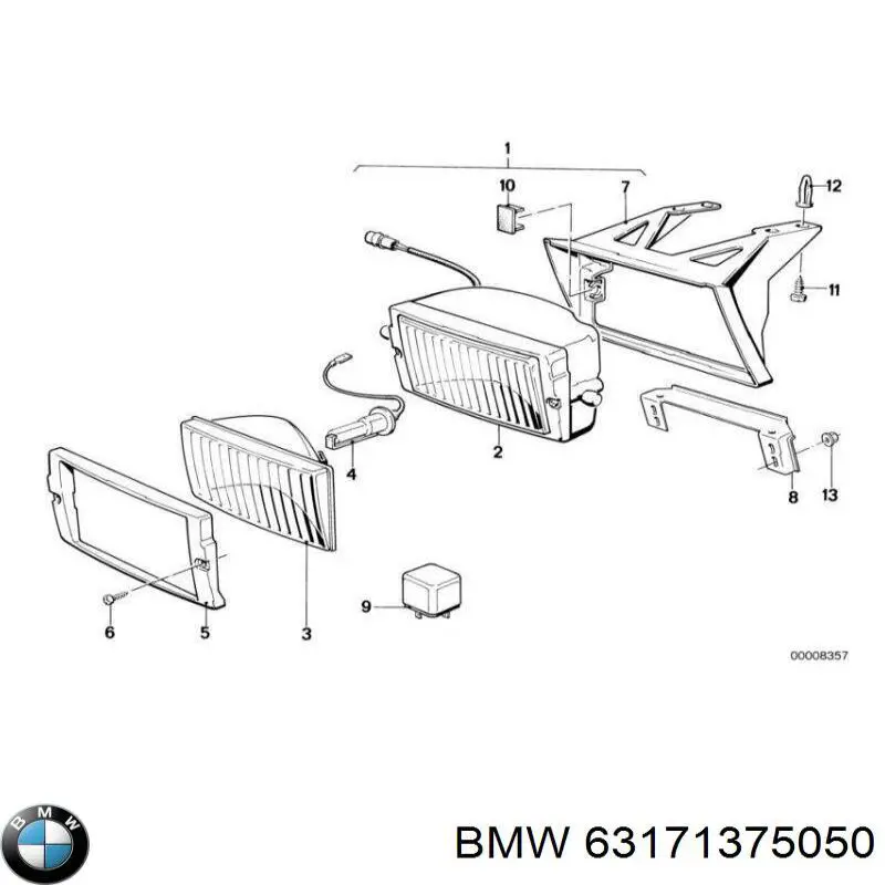 Cristal de faro antiniebla derecho 63171375068 BMW