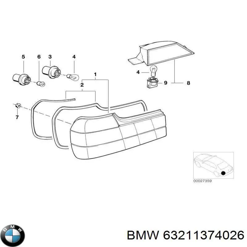 Piloto posterior derecho para BMW 7 (E32)