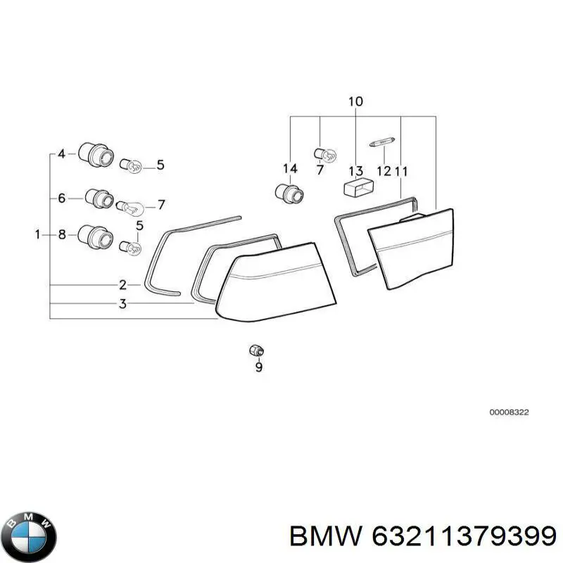 Lámpara intercambiable, luz trasera para BMW 3 (E36)