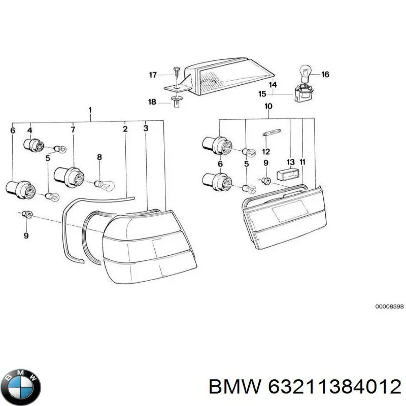 63211384012 BMW piloto posterior interior derecho