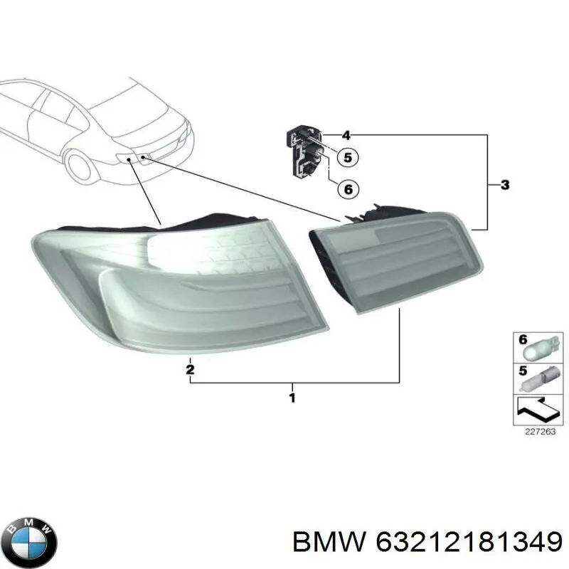 63212181349 BMW piloto posterior interior izquierdo