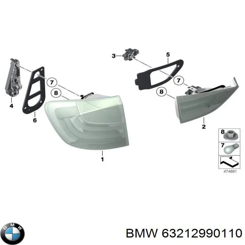 63212990110 BMW piloto posterior exterior derecho