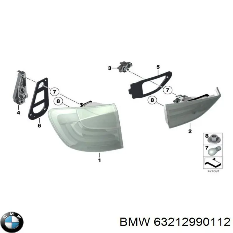 63212990112 BMW piloto posterior exterior derecho