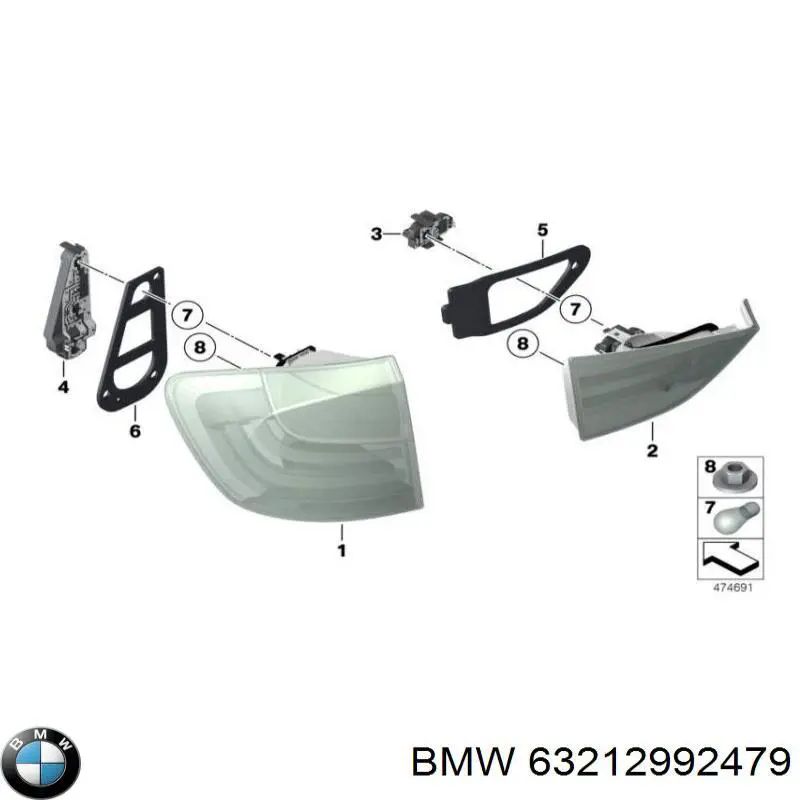 63212992479 BMW piloto posterior interior izquierdo