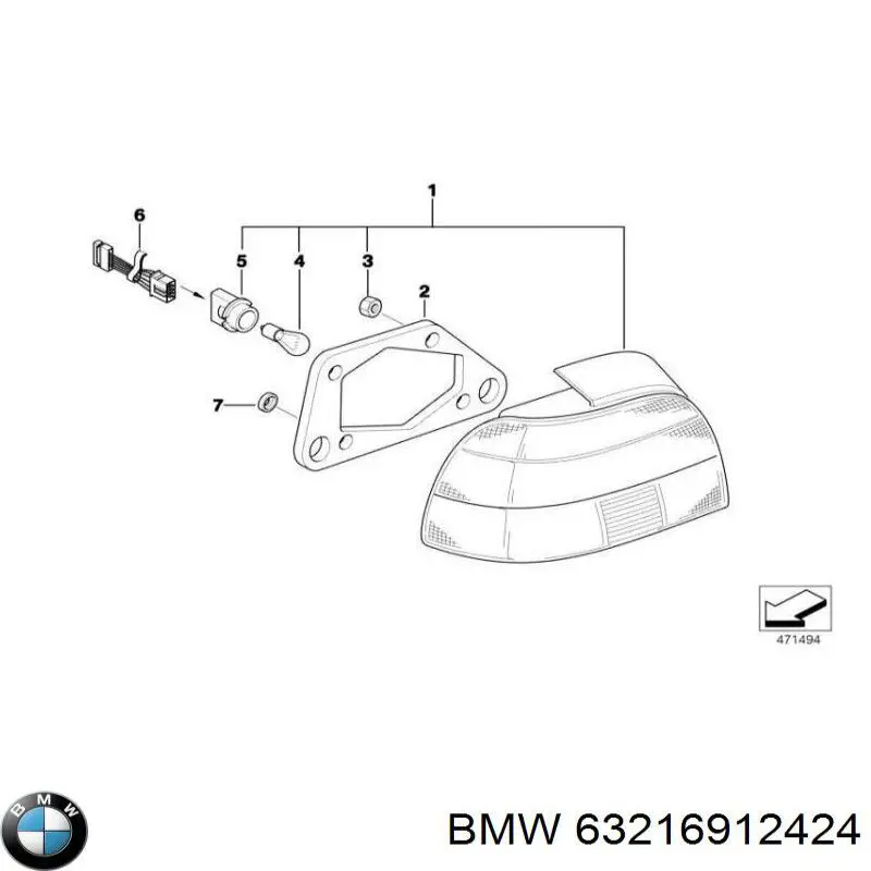 63216912424 BMW piloto posterior derecho