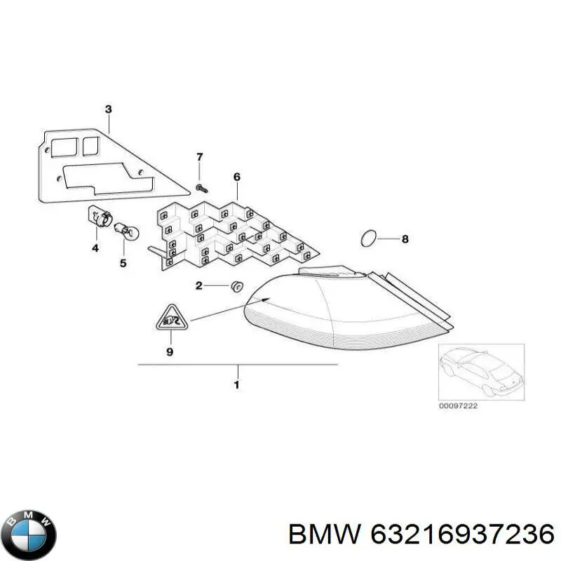 Comprar 63216937236 BMW Piloto trasero exterior derecho