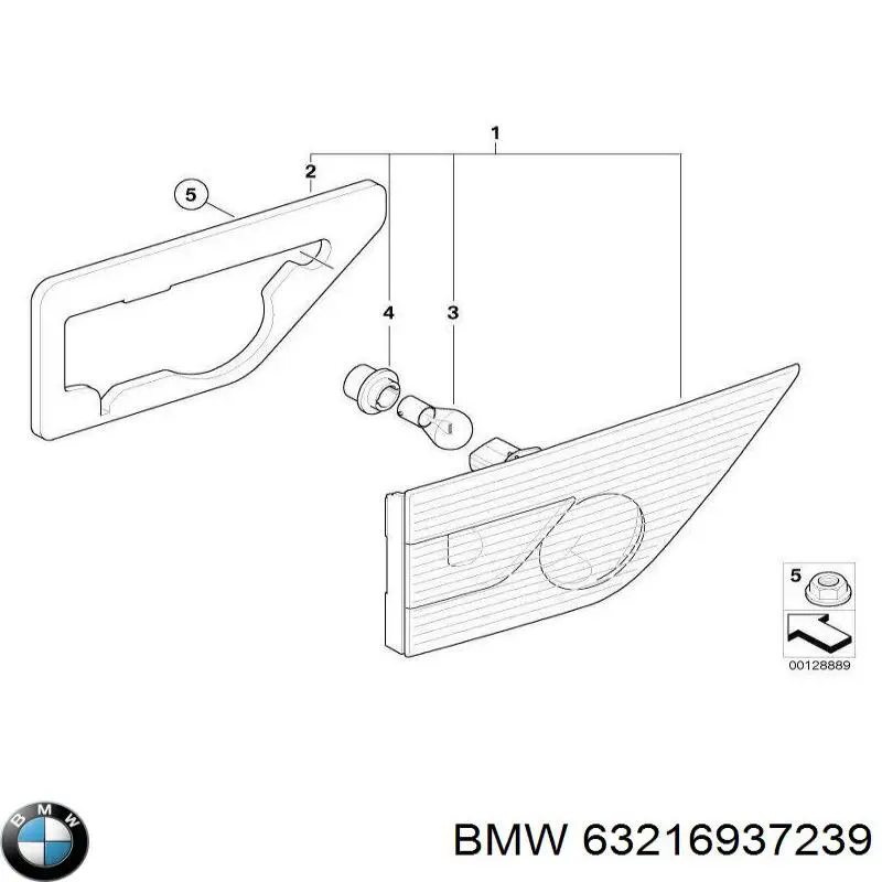 63216937239 BMW el sello de la lampara del respaldo intero