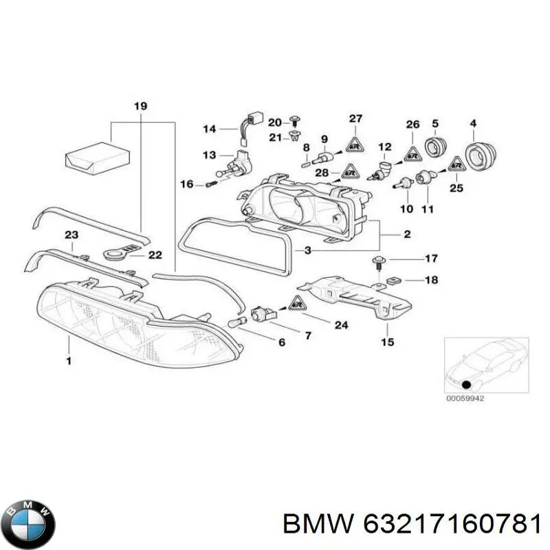 Lámpara halógena BMW 63217160781 precio, desde 10,89 EUR
