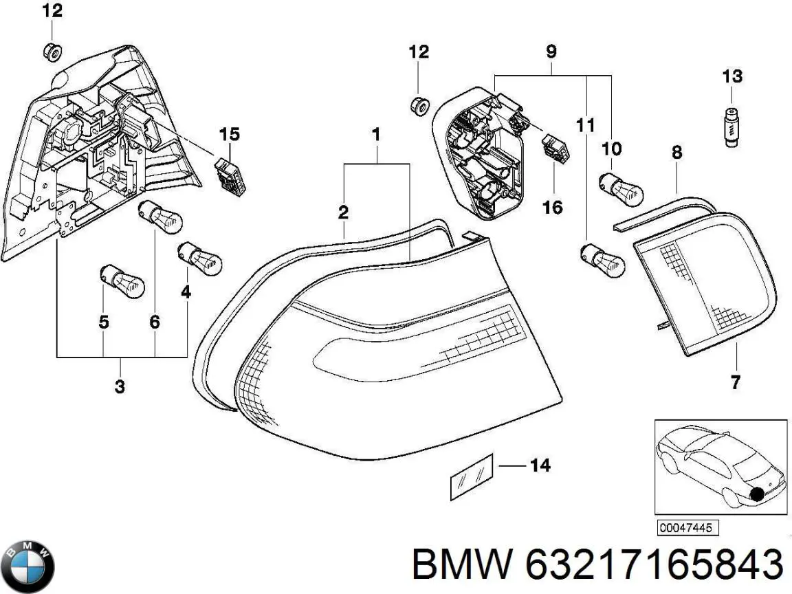 Comprar 63218383099 BMW Placa de contacto de luz trasera