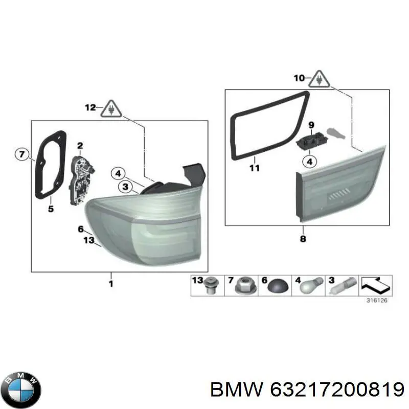 63217158941 BMW piloto posterior exterior izquierdo