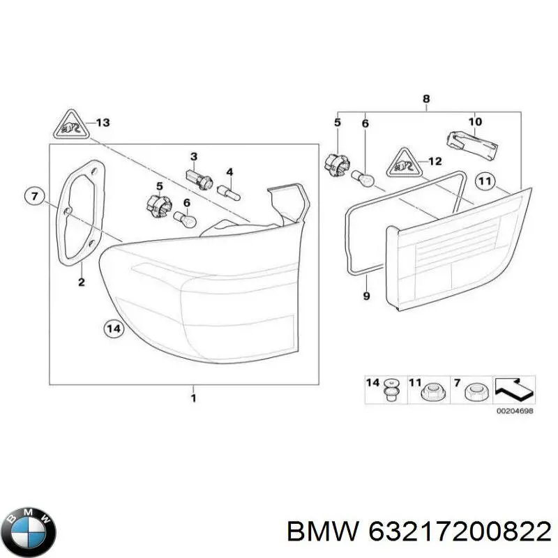 Comprar 63217200822 BMW Piloto trasero interior derecho