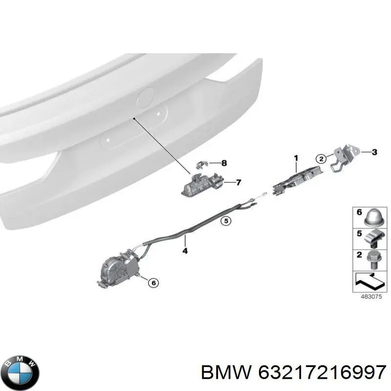Comprar 63217216997 BMW Motor de apertura/cierre del cierre del maletero (puerta trasera 3/5)