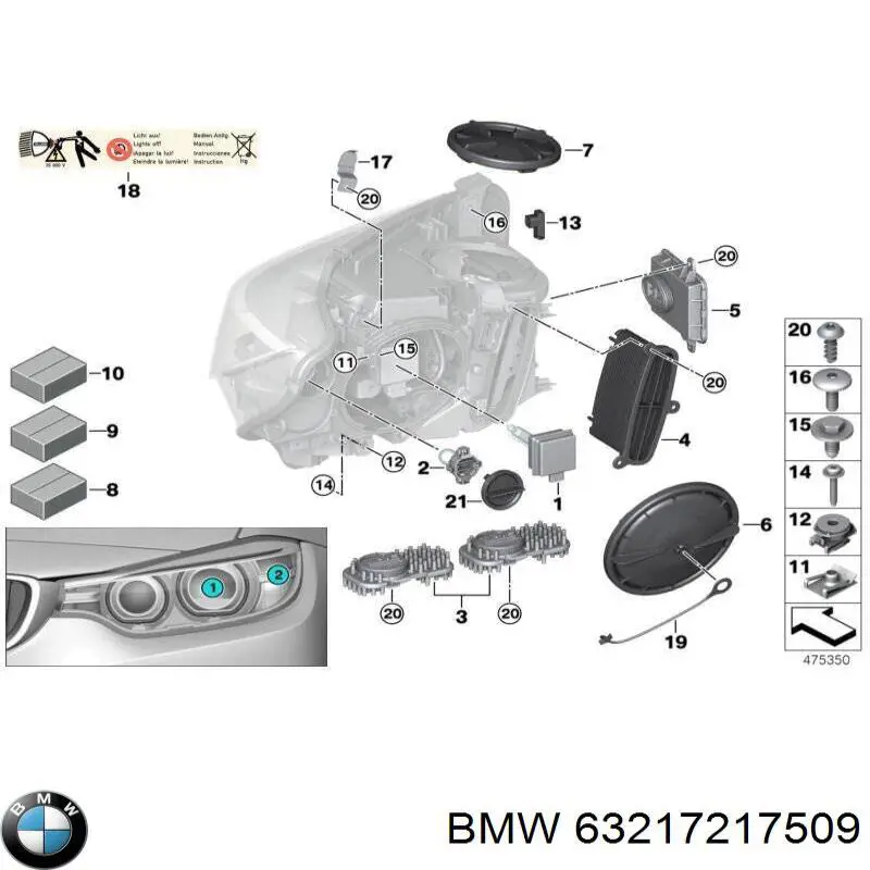 Bombilla de xenón 63217217509 BMW