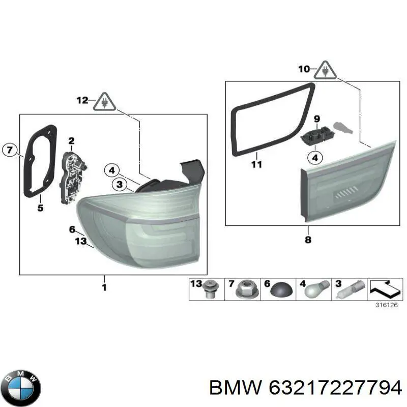 Piloto trasero interior derecho BMW 63217227794 precio, desde 150,63 EUR