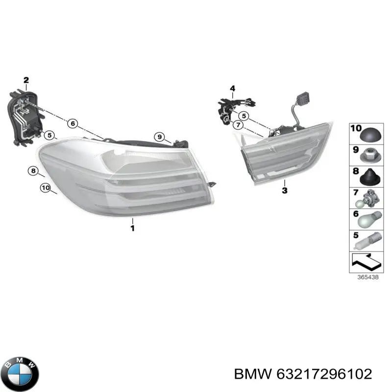 Comprar 63217296102 BMW Piloto trasero interior derecho