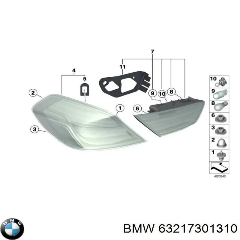 63217301310 BMW bombilla halogena, luz alta / baja